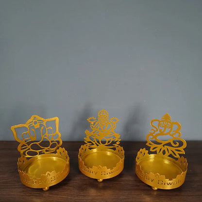 1Pc Art Metal Buddha Statue Candle Holder Crafts Home Decoration Hollow Shadow Diwali Festival Fortune Candle Lamp