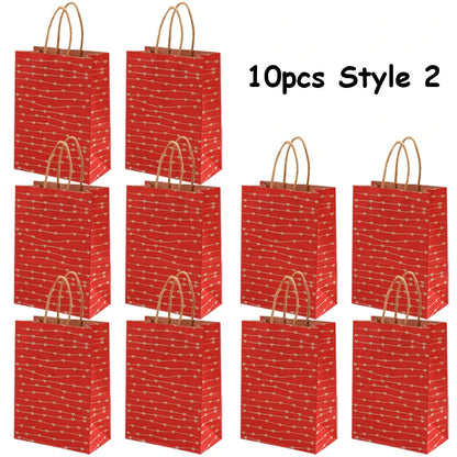 5/10pcs Valentine's Day Kraft Paper Bag Party Small Gift Packaging Bag 15x8x21cm LOVE Heart Style Gift Bag Party Favor Supplies