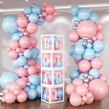 106Pcs Blue Pink Balloons Garland Kit Gender Reveal Balloon Arch Decor Boy or Girl Baby Shower Birthday Party Decorations Globos
