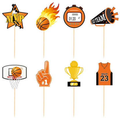 Basketball Cake Topper Happy Birthday Star T-shirt Ball Cupcake Toppers Baby Shower Kids Party Dessert DIY Baking Supplies Decor