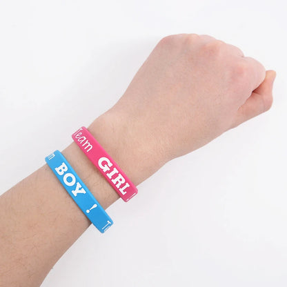 20pcs Gender Reveal Silicone Bracelets Team Boy Team Girl Wristband Party Games Gift Decoration Boy or Girl Baby Shower Favors