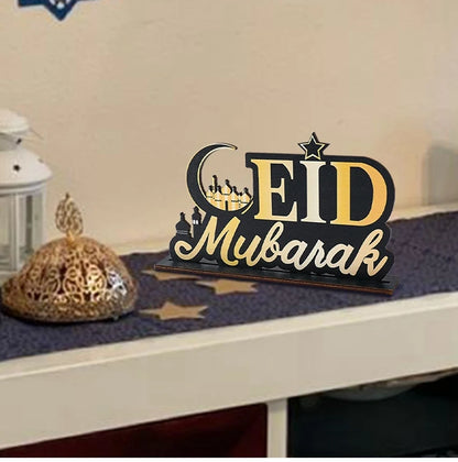 EID Mubarak Decoration Wooden Ornaments Ramadan Decoration 2025 For Home Ramadan Kareem Islamic Muslim Party Eid Al Adha Gifts