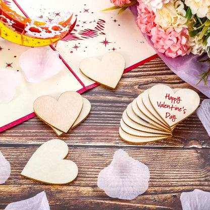 1-10cm Unfinished Wooden Hearts Love Blank Wood Slices DIY Wooden Crafts For Christmas Painting Wedding Ornaments