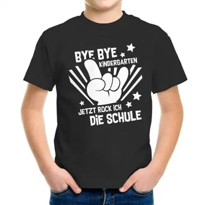 Kinder T-Shirt Jungen Bye Bye Kindergarten Abschied Geschenk zur Einschulung