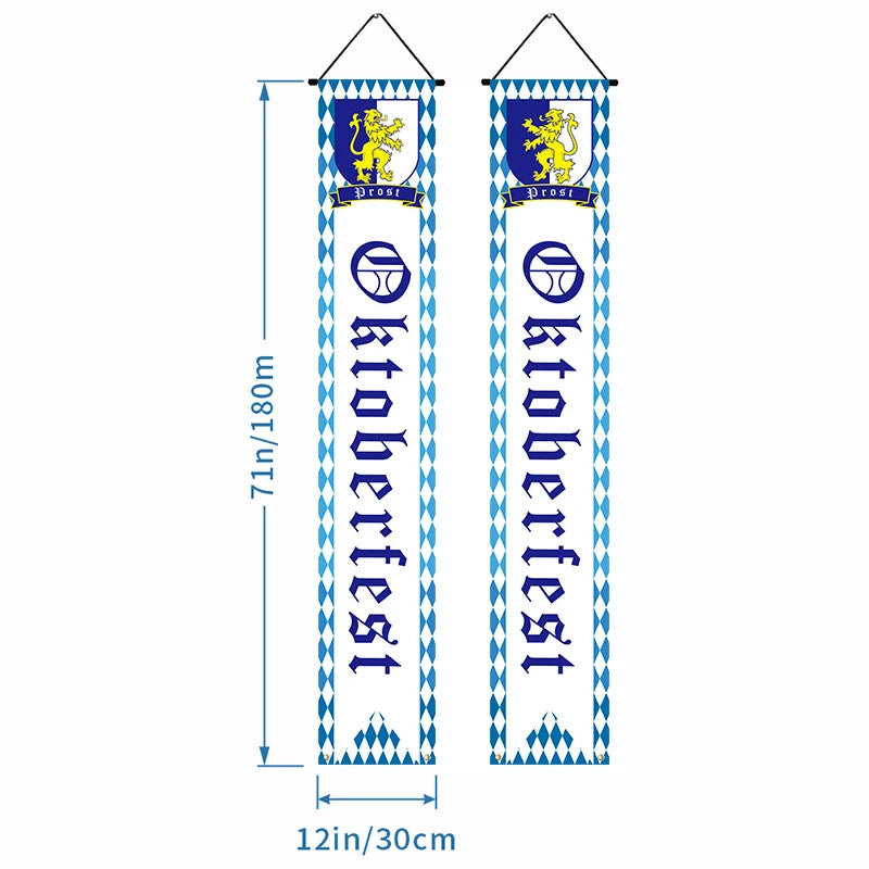 Beer Flag The Munich Oktoberfest Event Party Decorations Door Hanging Banner 1 Pair Tapestry Polyester Printed for Home Outdoor