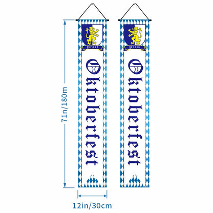 Beer Flag The Munich Oktoberfest Event Party Decorations Door Hanging Banner 1 Pair Tapestry Polyester Printed for Home Outdoor
