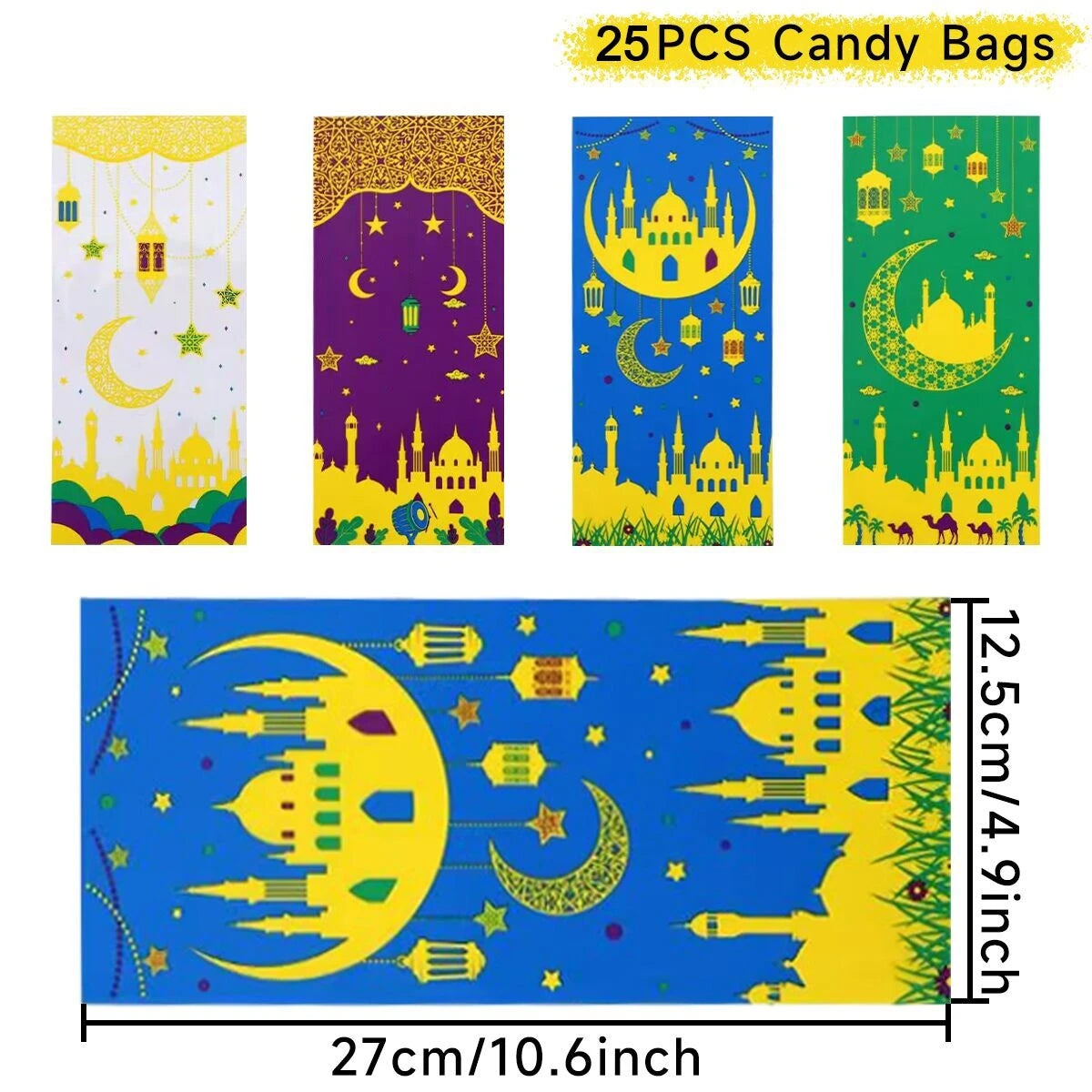 Eid Mubarak Gift Bags Plastic Candy Cookie Bag Ramadan Kareem Decoration 2025 Islamic Muslim Party Supplies Eid Gifts