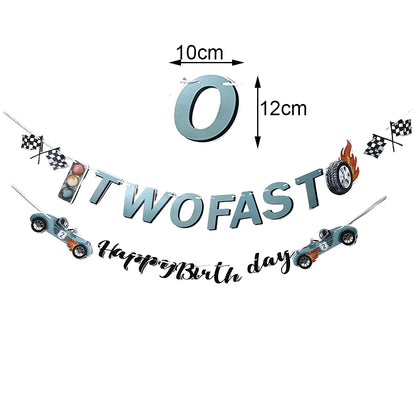 Race Car 2nd Birthday Decorations Tableware Paper Plates Cups Large Racing Car Balloons Kids Two Fast Birthday Party Supplies