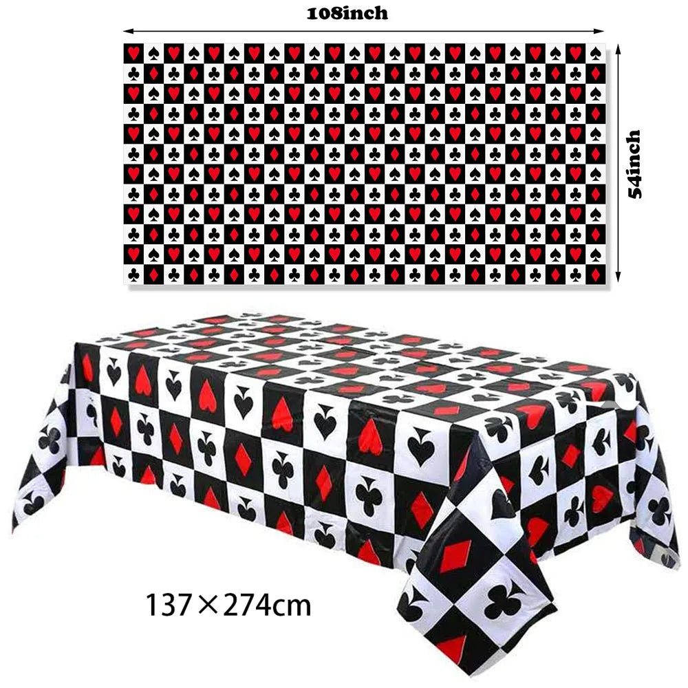 Las Vegas Theme Casino Backdrop Hanging decor Garland Banner Poker tablecloth table cover Casino Night Poker Party Decorations