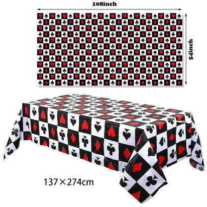 Las Vegas Theme Casino Backdrop Hanging decor Garland Banner Poker tablecloth table cover Casino Night Poker Party Decorations