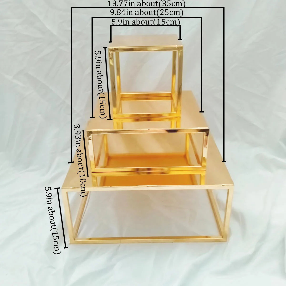Metal Round and Square Floating Cake Stand Gold Modern Cake Stand Wedding Cake Tier Birthday Party Cupcake Display Stand