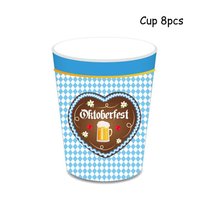 Oktoberfest Theme Party Carnival Decor Disposable Tableware Paper Plates Cup Balloons Fireworks Gun Toys Birthday Party Supplies