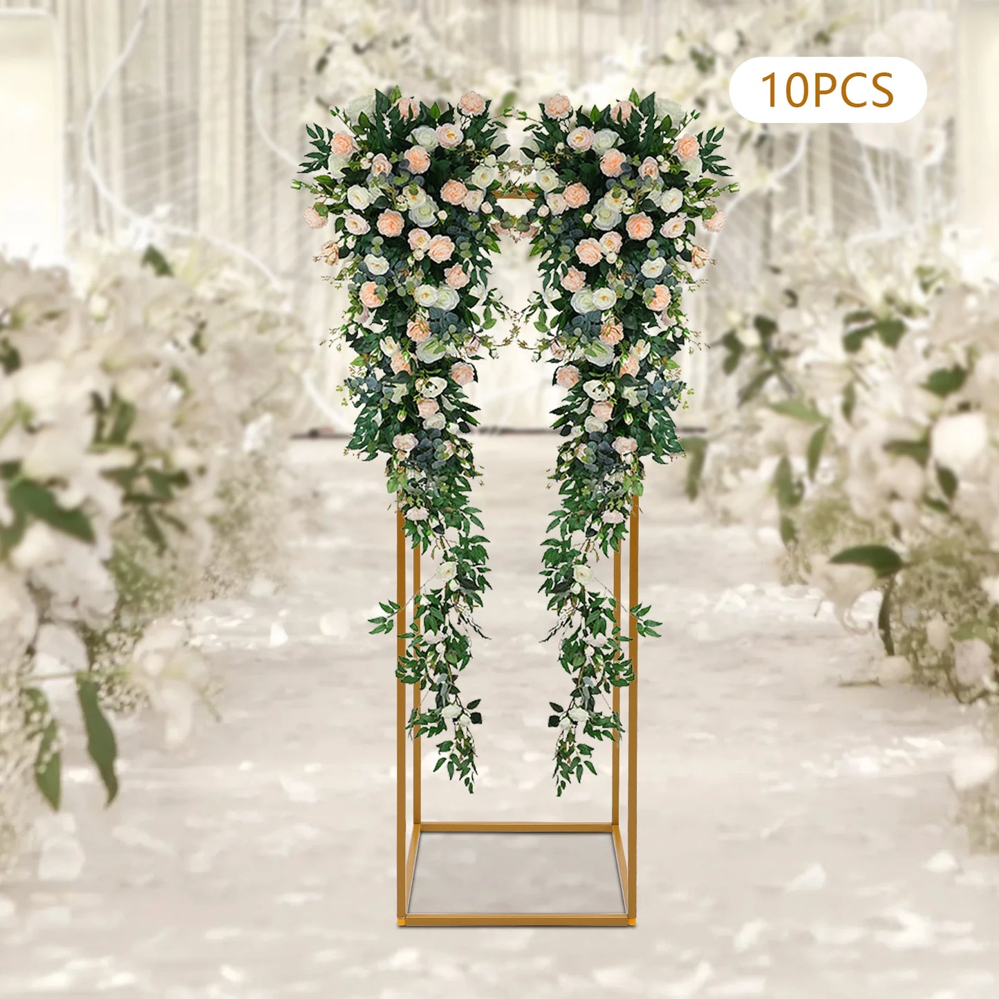 10Pcs/4Pcs Metal Golden Rectangular Frame Backdrop Wedding Rack Arch For Birthday Party Backdrop Wedding DLY Decor