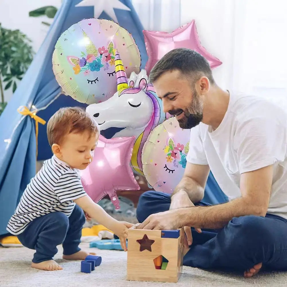 Unicorn Party Balloons Number Foil Balloons 1 2 3 4 Years Unicorn Birthday Party Decoration Rainbow Unicorn Balloons Baby Shower