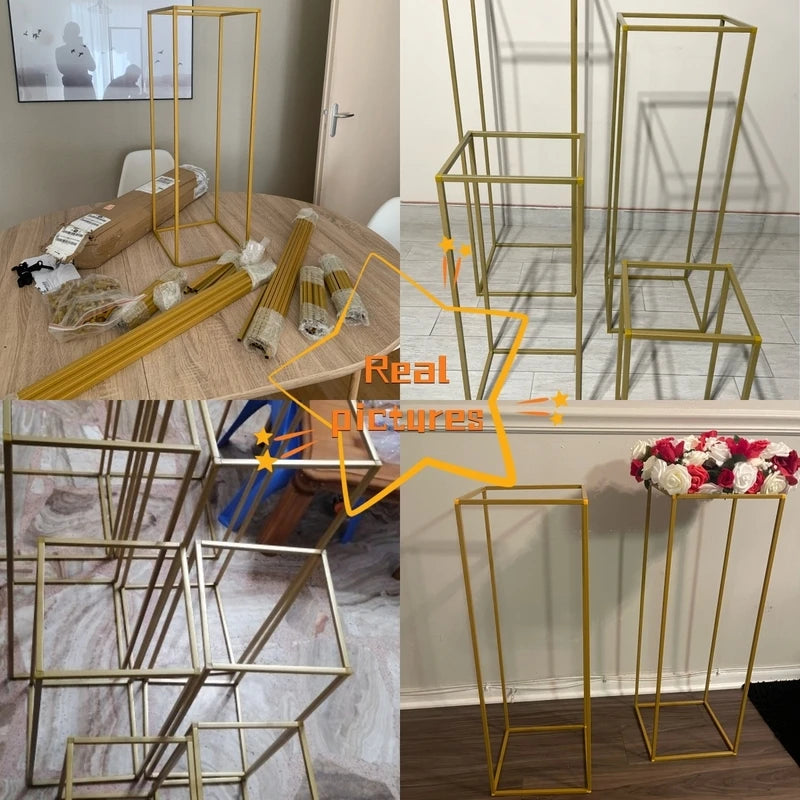 10Pcs/4Pcs Metal Golden Rectangular Frame Backdrop Wedding Rack Arch For Birthday Party Backdrop Wedding DLY Decor