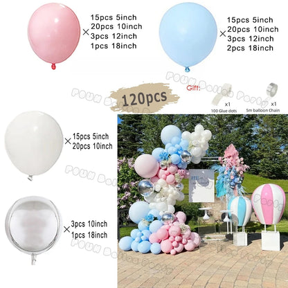 Birthday Party Ballon Garland Arch Kit Gender Reveal Balloons Maca Blue Pink Baloon Latex Boy Or Girl Baby Shower Decorations