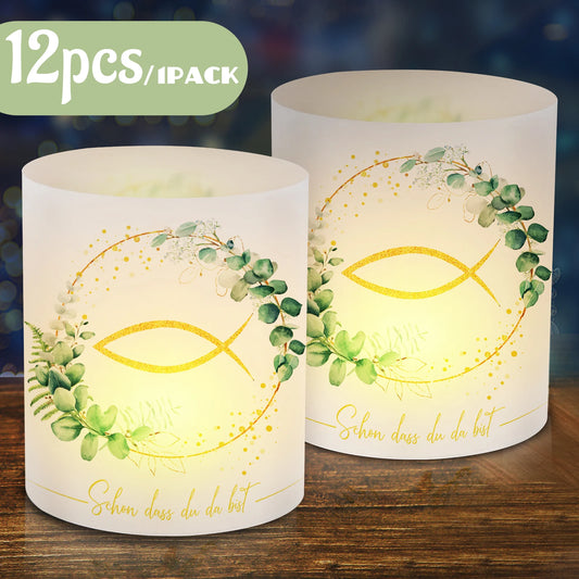 12pcs communion lampshade tea lamp eucalyptus decoration lantern fish baptism decoration banquet and celebration activities