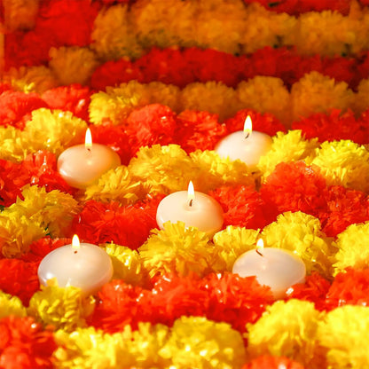 5-50pcs Marigold Flower Garlands Artificial Flower Garland for Indian Décor,Pooja, Diwali, Fiesta Day of The Dead, Mexican Party