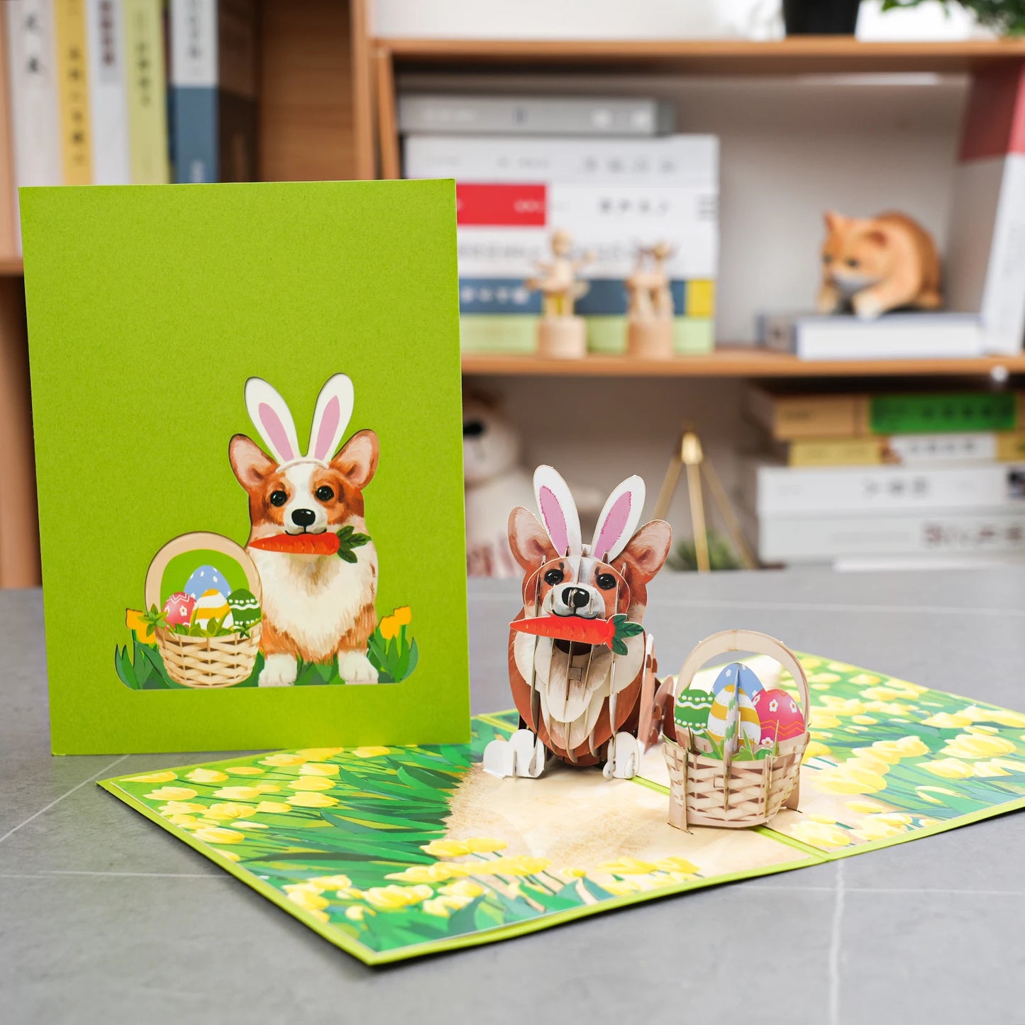 Happy Easter Pop Up Card - 3D Bunny Egg Flowers Basket Greeting Card for Easter