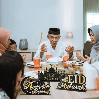 EID Mubarak Decoration Wooden Ornaments Ramadan Decoration 2025 For Home Ramadan Kareem Islamic Muslim Party Eid Al Adha Gifts