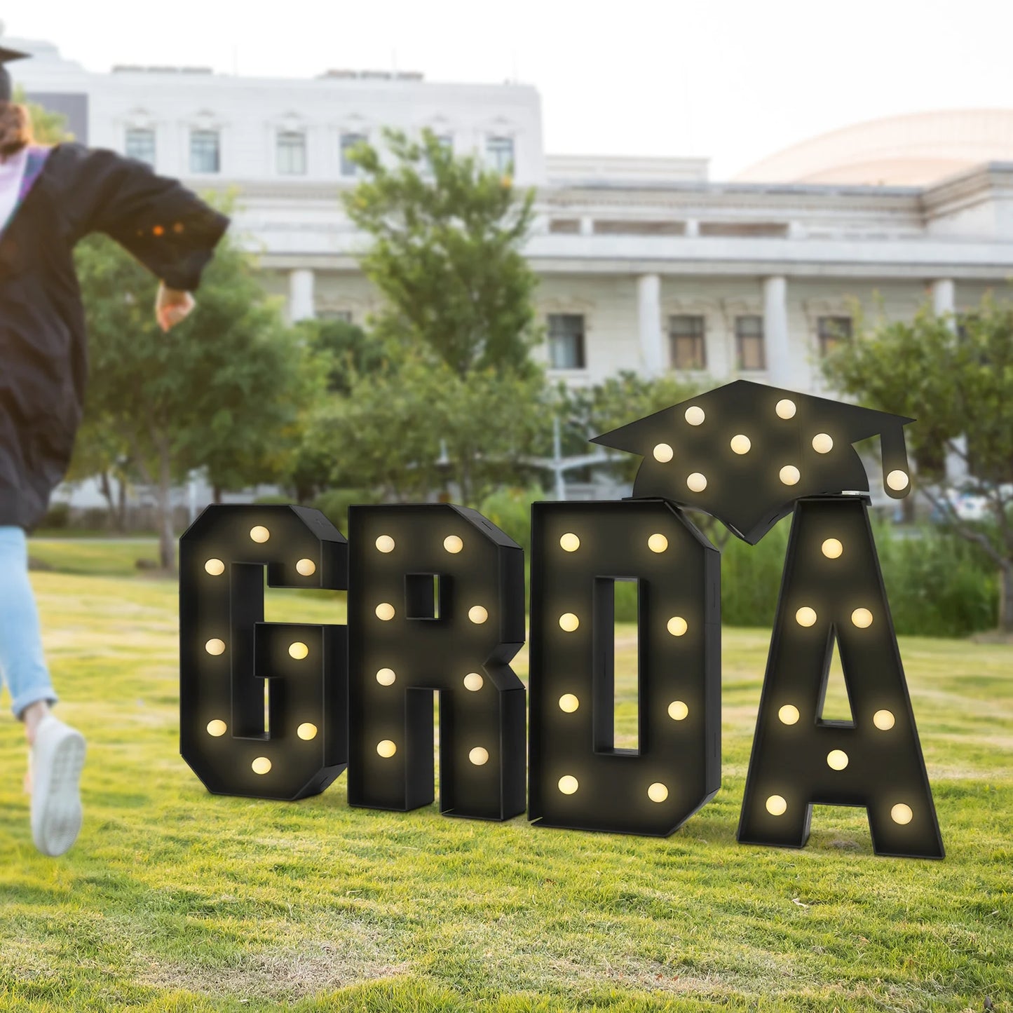 70cm GRAD Light Up Letters,Graduation Decoration LED Letter Lights,LED Letter Light,Freestanding/Wall-mounted