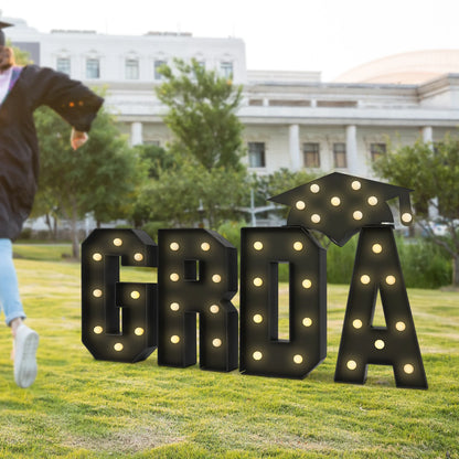70cm GRAD Light Up Letters,Graduation Decoration LED Letter Lights,LED Letter Light,Freestanding/Wall-mounted