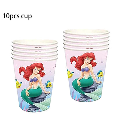 The Little Mermaid Theme Party Supplies  Ariel Princess Paper Napkin Plate Cup Balloons Kid Girls Birthday Party Decoration Gift