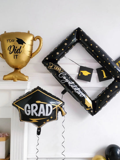 Graduation  Gold Silver Black Balloon Congratulation Graduation High School Graduation Party Decoration Supplies