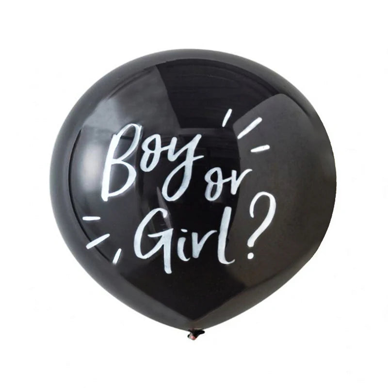 Boy or Girl Gender Reveal Party Decoration 36'' Giant Black Latex Balloon Blue Pink Confetti Baby Shower Globos Supplies