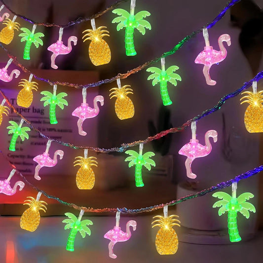 1.5M 10LED Flamingo Pineapple String Light Summer Tropical Hawaiian Party Decoration Palm Tree Fairy Light Garland Beach Wedding