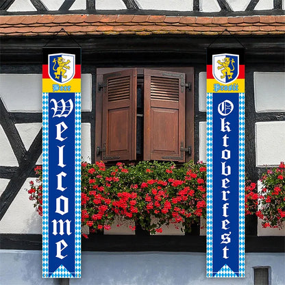 Beer Flag The Munich Oktoberfest Event Party Decorations Door Hanging Banner 1 Pair Tapestry Polyester Printed for Home Outdoor