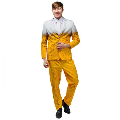 Men's Womens Oktoberfest Suit Costume Fancy Dress Up Adult Suit Clothes Role Play Yellow Beer Party Fantasia Costumes