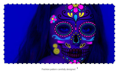 1/4/8PCS Waterproof Fluorescent Temporary Tattoo Neon Halloween Stickers Day of the Dead Party Festival Night Bar Face Stickers