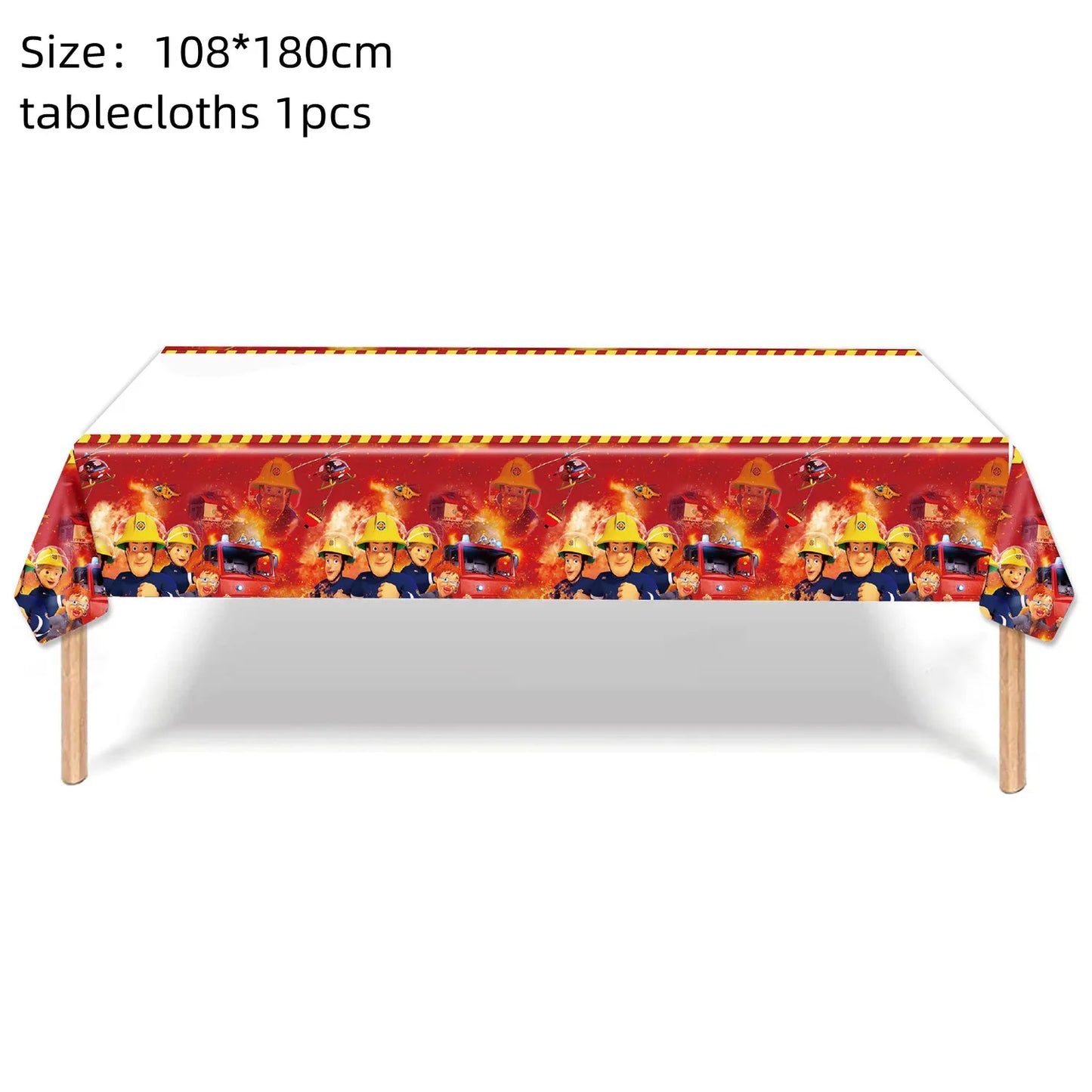Firefighter Sam Party Supplies Plates Napkins Cups Tablecloth Banner Fire Truck Party Decorations Kids Boys Decor Supplies