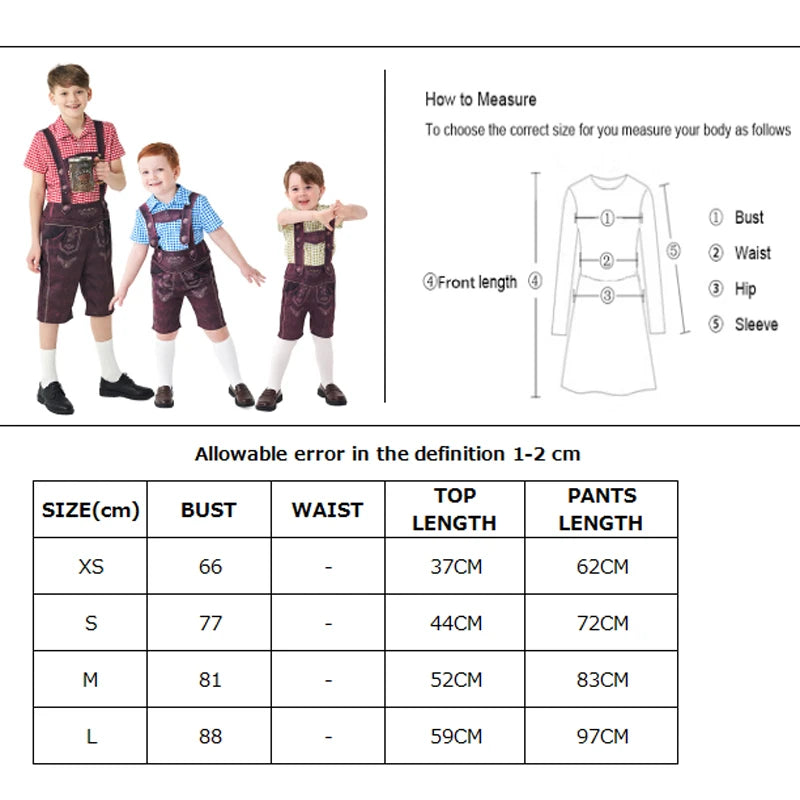 New Boy Oktoberfest Costume Traditional National Plaid Shirt Lederhosen With Socks Cosplay Carnival Fancy Party Dress