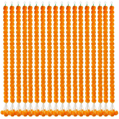5-50pcs Marigold Flower Garlands Artificial Flower Garland for Indian Décor,Pooja, Diwali, Fiesta Day of The Dead, Mexican Party