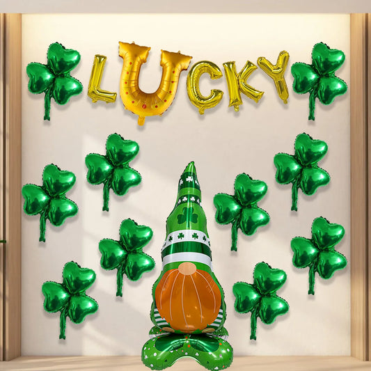 St Patricks Day Lucky Clover Foil Balloons Horseshoe Beer Cup Shape Decor Irish Festival Elf Balloon Home Party Supplies