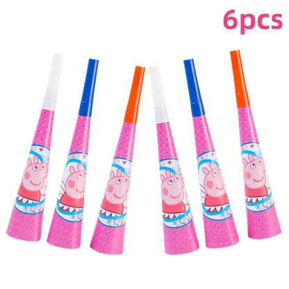 Cartoon Pig Family Birthday Party Balloon Decoration Set for Girls, Disposable Party Tableware Banner, Baby Shower  Birthday Hat