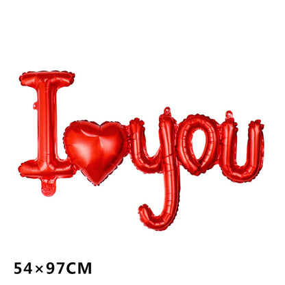 Siamese I Love You Letter Love Balloon Red Rose Gold Foil Balloon Valentine's Day Wedding Decoration Anniversary Party Supplies