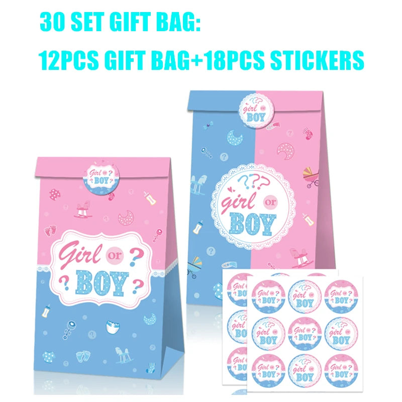 Boy Or Girl Gender Reveal Disposable Tableware Plate Cup Banner Balloons Baby Shower Gender Reveal Party Decorations