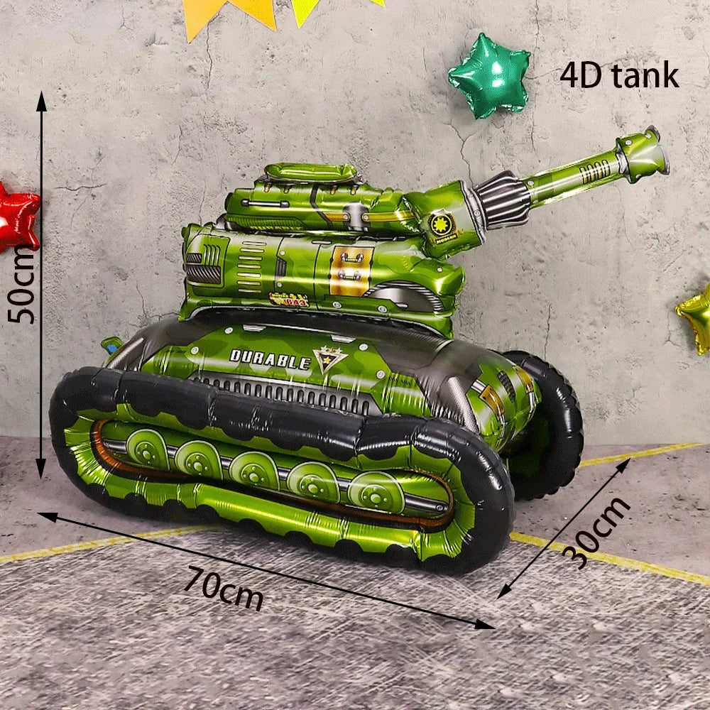 Military Party Decoration Set Camouflage Netting Tableware 4D Tank Balloon Camo Army Soldier Armored Vehicle Kids Birthday Gifts