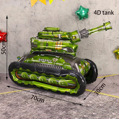 Military Party Decoration Set Camouflage Netting Tableware 4D Tank Balloon Camo Army Soldier Armored Vehicle Kids Birthday Gifts
