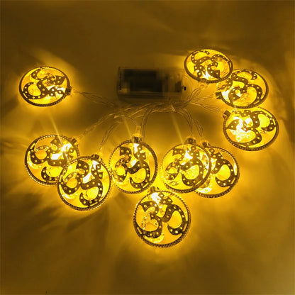 Mini LED String Light Gold AUM OM Lakshmi Ganesha String Light for Deepavali Diwali Party Decoration Festival Golden String Lamp