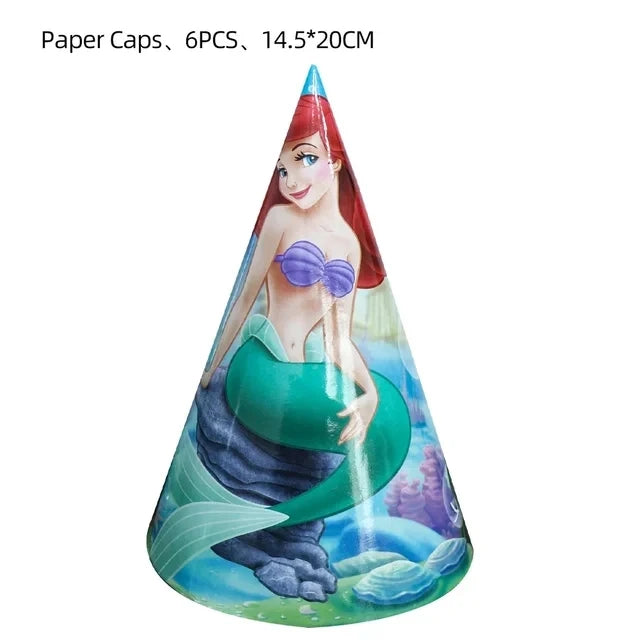 The Little Mermaid Theme Party Supplies  Ariel Princess Paper Napkin Plate Cup Balloons Kid Girls Birthday Party Decoration Gift