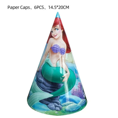 The Little Mermaid Theme Party Supplies  Ariel Princess Paper Napkin Plate Cup Balloons Kid Girls Birthday Party Decoration Gift
