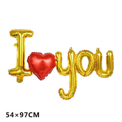 Siamese I Love You Letter Love Balloon Red Rose Gold Foil Balloon Valentine's Day Wedding Decoration Anniversary Party Supplies