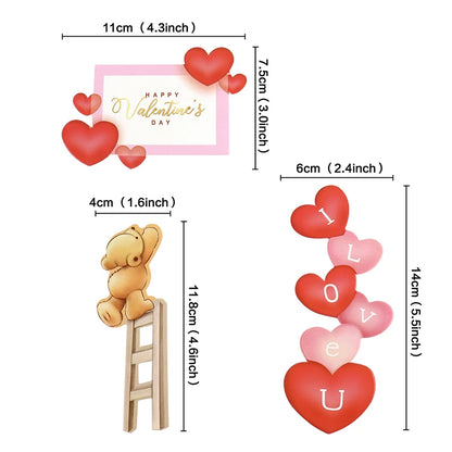 Heart Bear Cake Topper Toppers Flag I Love You Happy Valentine's Day Anniversary Baking Cake Dessert DIY Decor Party Supplies