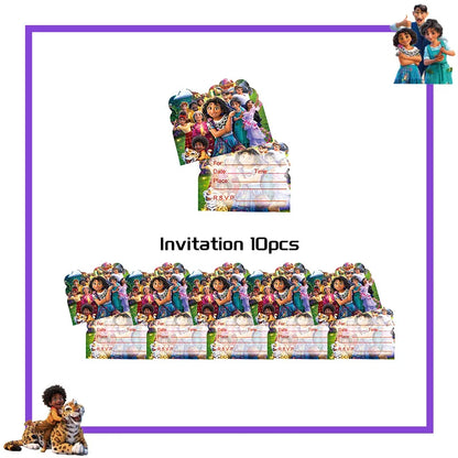 Encanto Birthday Party Decoration Balloon For Kids Event Supplies Tableware Set Plates Cups Napkins Cake Toppers Candy Box
