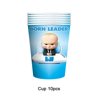 Cartoon Boss-Boys-Girls Theme Newborn 1st Birthday Party Decor Disposable Tableware Backdrop Balloons Baby Shower For Kids Gifts