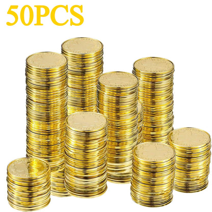 10-100Pcs St Patricks Day Prop Coins Green Gold Clover Lucky Shamrock Party Decoration Props Party Gifts Favors Green Coins Toys